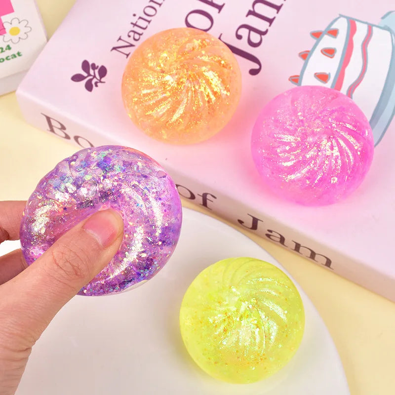 Squishy Mini Bun Kawaii Pailleté Doré – Jouet Anti-Stress à Rebond Lent