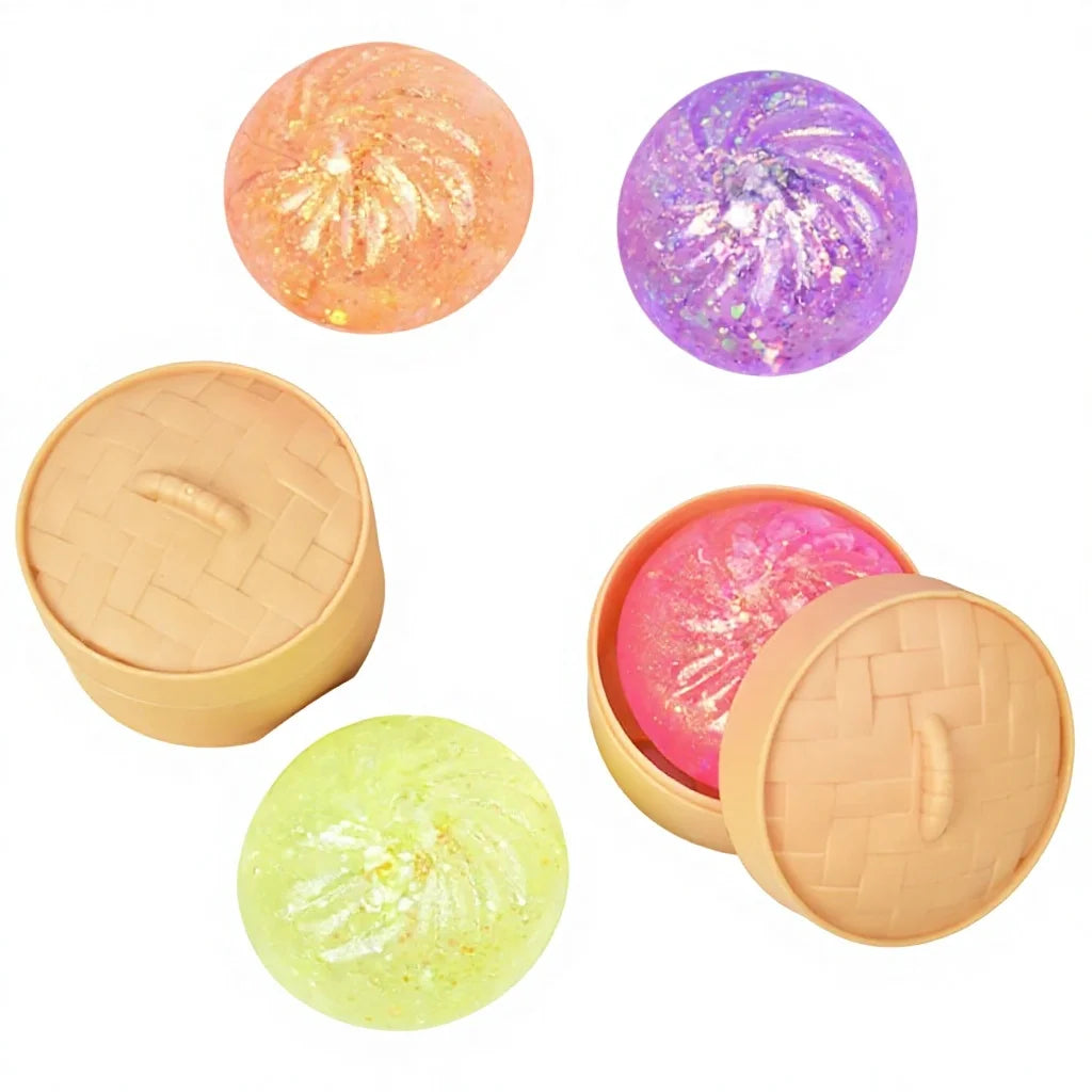 Squishy Mini Bun Kawaii Pailleté Doré – Jouet Anti-Stress à Rebond Lent
