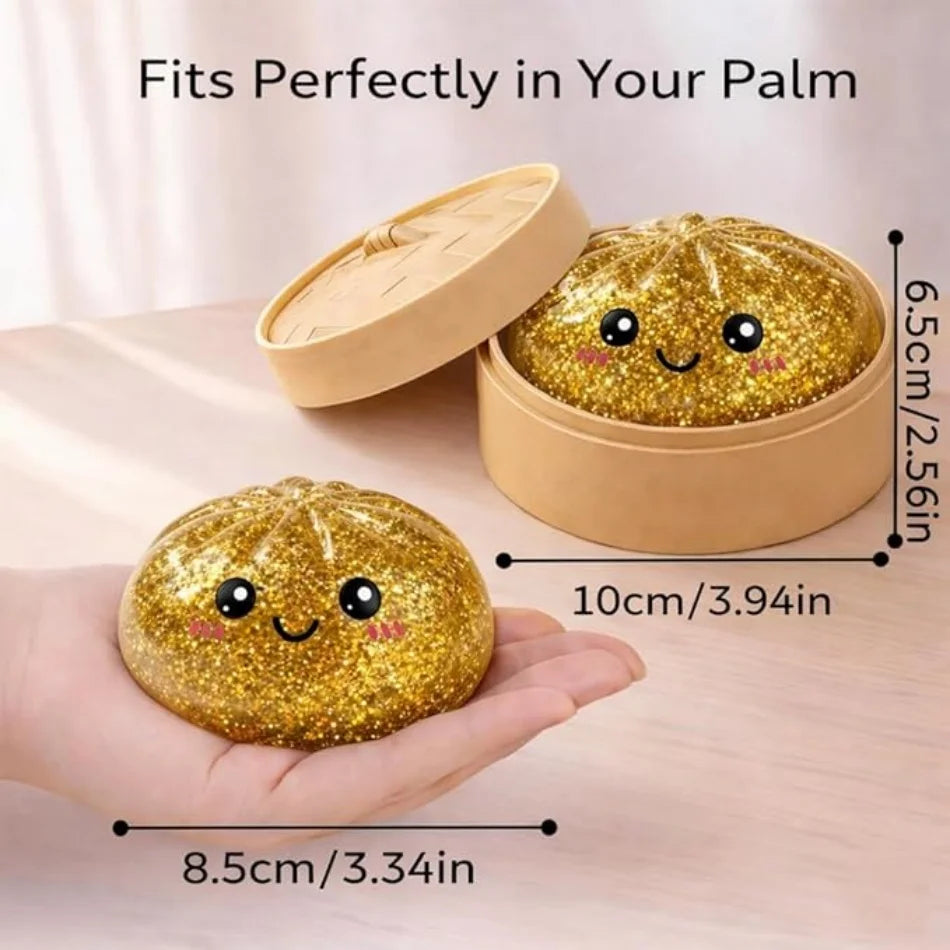 Squishy Dumpling Pailleté – Jouet Sensoriel Anti-Stress (6 modèles surprise)