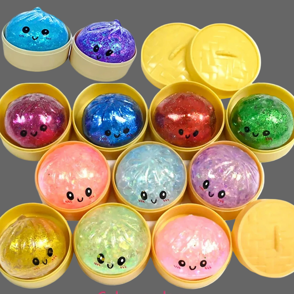 Squishy Ravioli Pailleté Anti-Stress – Jouet Sensoriel à Perles Scintillantes