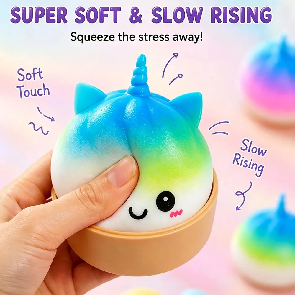 Licorne Violette Squishy Kawaii – Jouet Anti-Stress Moelleux