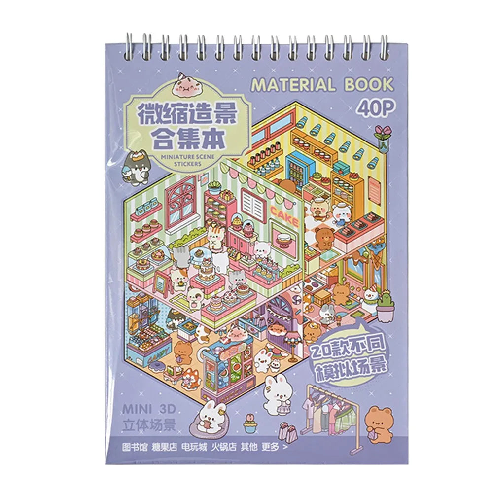 Livre d’autocollants 3D Scène Cabane – Crée ton univers miniature