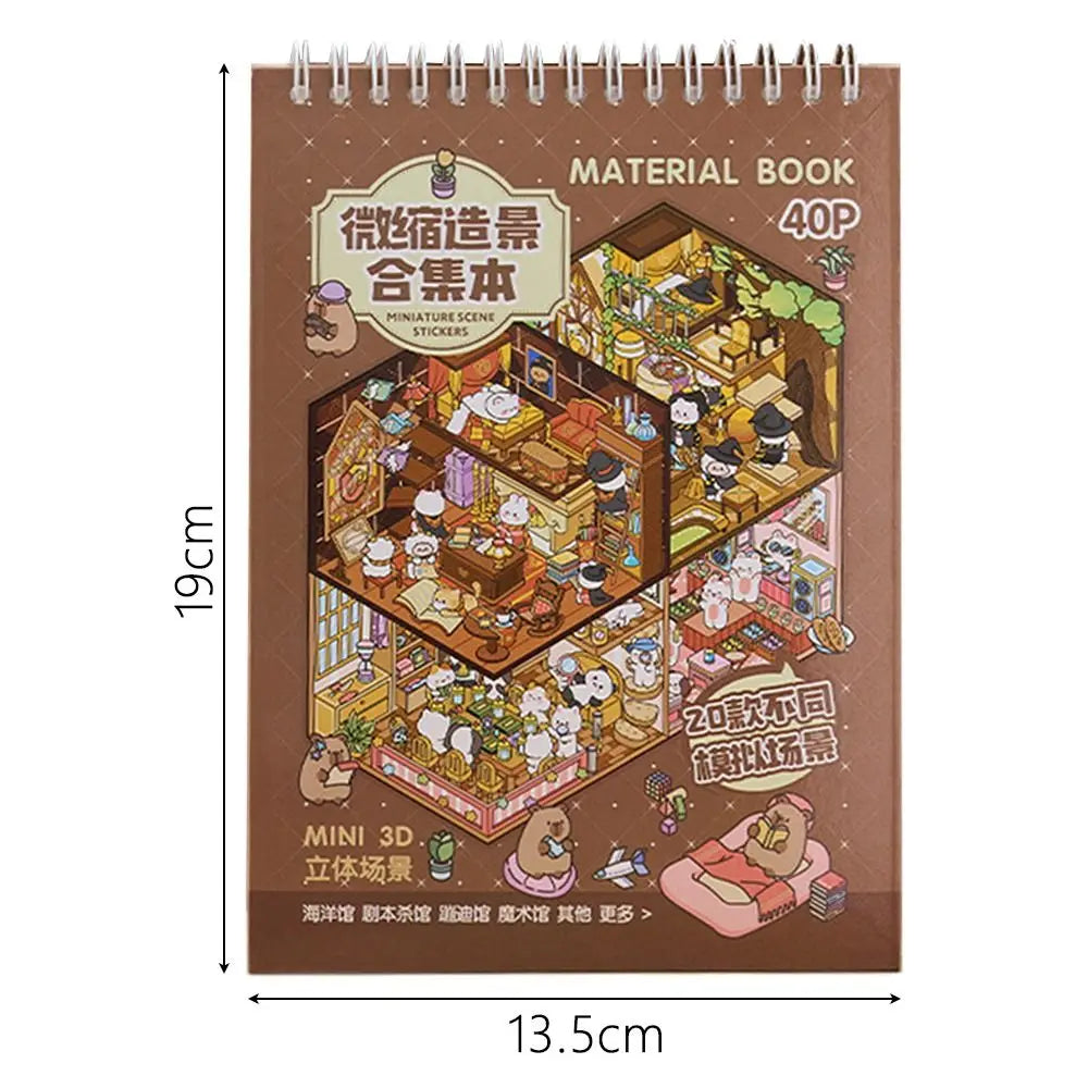 Livre d’autocollants 3D Scène Cabane – Crée ton univers miniature